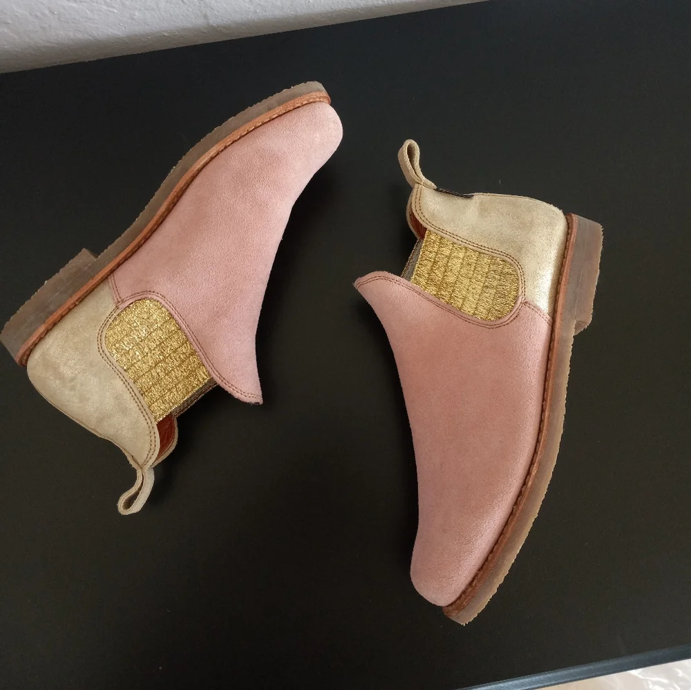 Penelope Chilvers Patchwork Safari Chelsea Boots Pink Gold 40EU